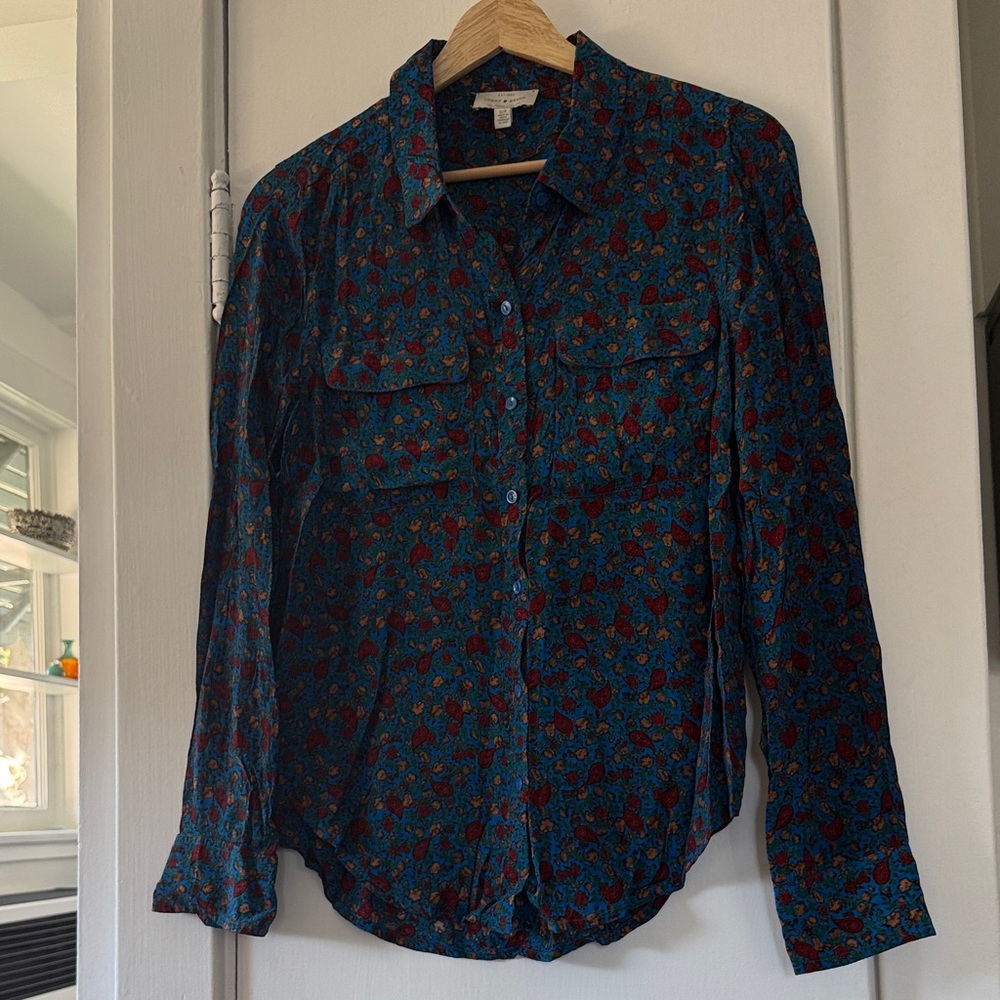 Lucky Brand Women's Blue and Red Blouse